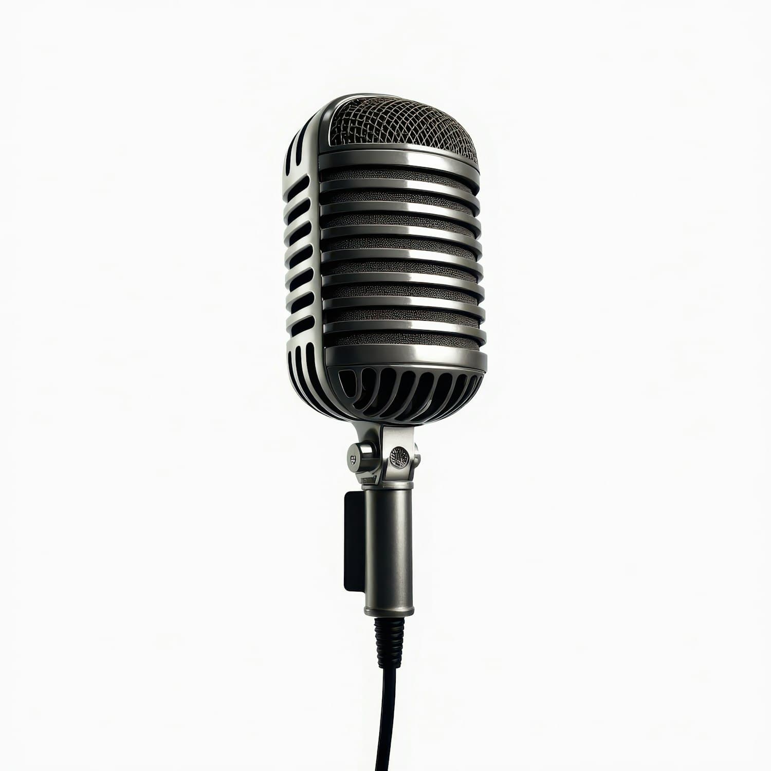 A studio microphone on a white background